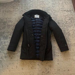 Norwegian Wool Men's Soft Wool Textured City Active Hooded Parka (Charcoal) - S